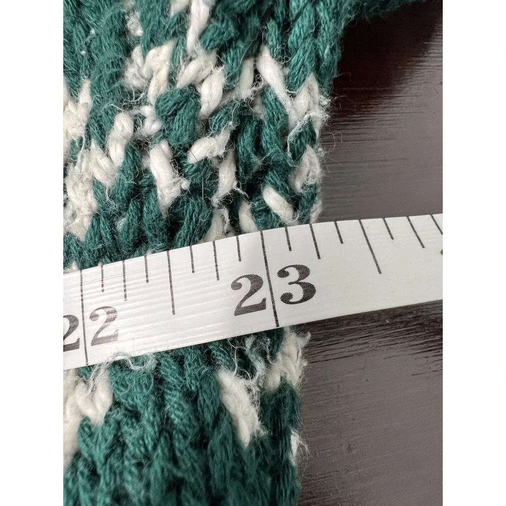 VTG EDDIE BAUER Fair Isle Sweater Green‎ XL Made in UK Cotton Crew Neck - Picture 8 of 9